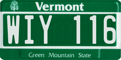 VT license plate WIY116