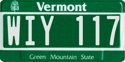 VT license plate WIY117