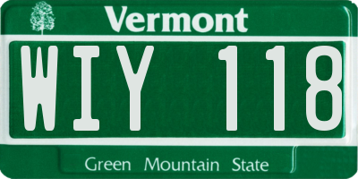 VT license plate WIY118