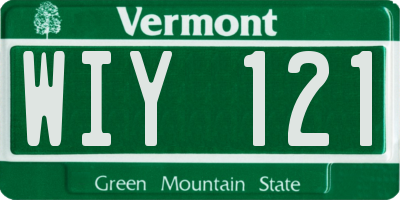 VT license plate WIY121