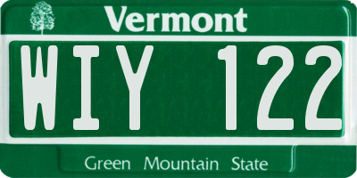 VT license plate WIY122