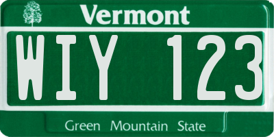 VT license plate WIY123