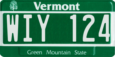 VT license plate WIY124