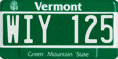 VT license plate WIY125