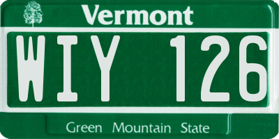 VT license plate WIY126