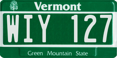 VT license plate WIY127