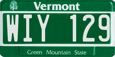 VT license plate WIY129
