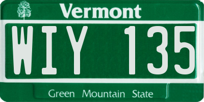 VT license plate WIY135