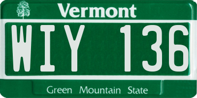 VT license plate WIY136
