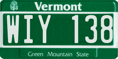 VT license plate WIY138