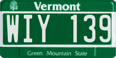VT license plate WIY139