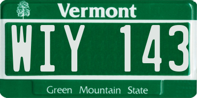 VT license plate WIY143