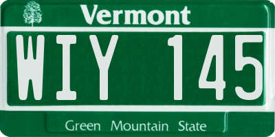 VT license plate WIY145
