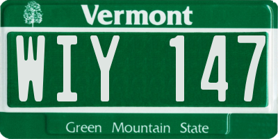 VT license plate WIY147