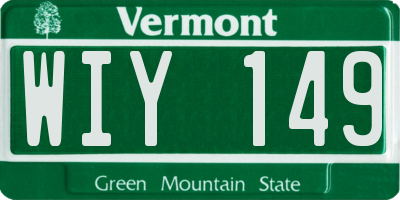 VT license plate WIY149