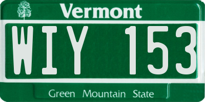VT license plate WIY153