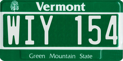 VT license plate WIY154