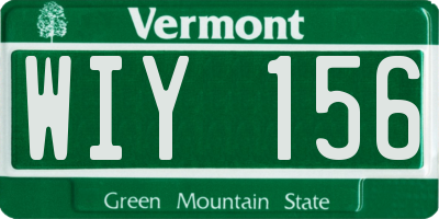 VT license plate WIY156