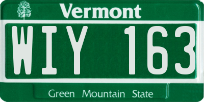 VT license plate WIY163