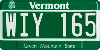 VT license plate WIY165