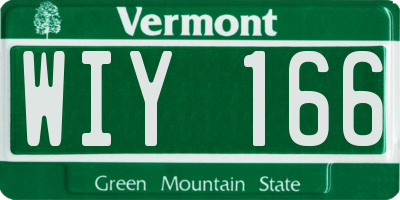 VT license plate WIY166