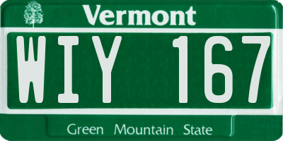 VT license plate WIY167