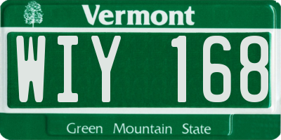 VT license plate WIY168