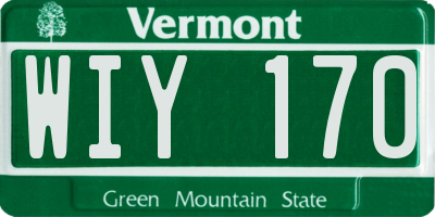 VT license plate WIY170
