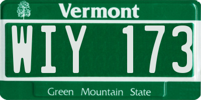 VT license plate WIY173