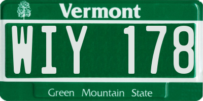 VT license plate WIY178
