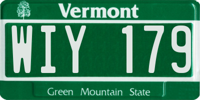 VT license plate WIY179