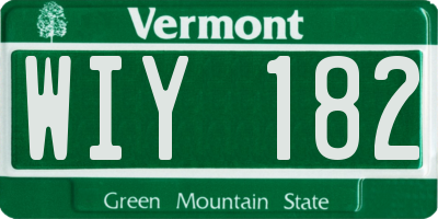 VT license plate WIY182