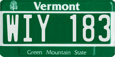 VT license plate WIY183