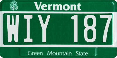 VT license plate WIY187