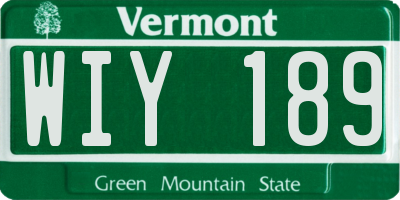 VT license plate WIY189