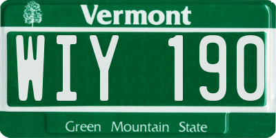 VT license plate WIY190