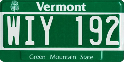 VT license plate WIY192