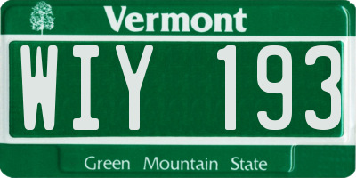 VT license plate WIY193