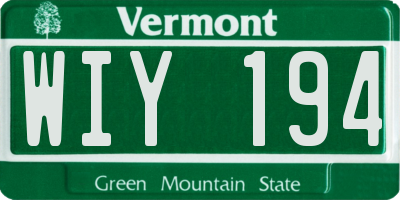 VT license plate WIY194