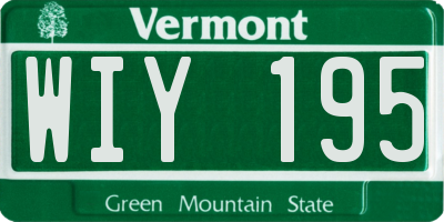 VT license plate WIY195