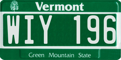 VT license plate WIY196