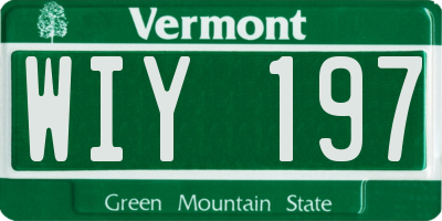 VT license plate WIY197