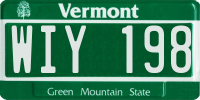 VT license plate WIY198