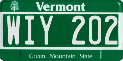 VT license plate WIY202