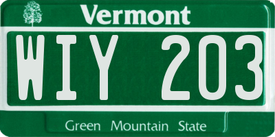 VT license plate WIY203