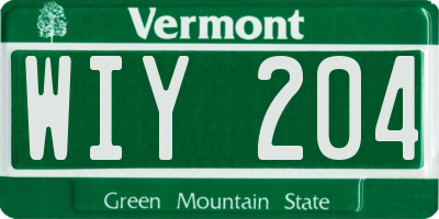 VT license plate WIY204