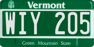 VT license plate WIY205
