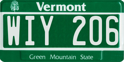 VT license plate WIY206