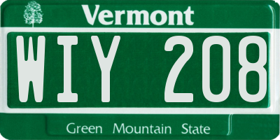 VT license plate WIY208