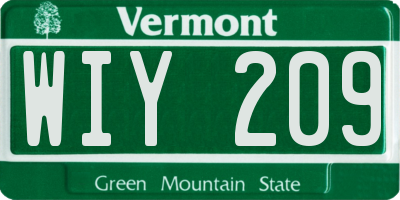 VT license plate WIY209